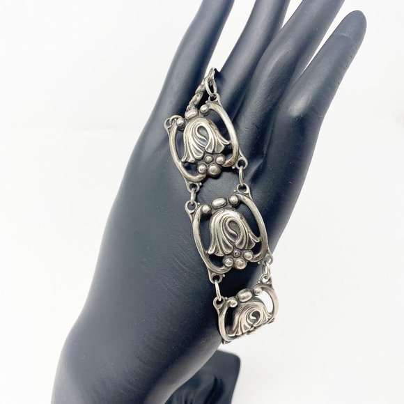 536 Vintage Danecraft Felch and Co. sterling art nouveau link bracelet - Picture 1 of 7